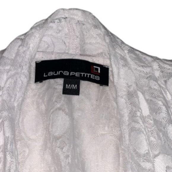 Laura Petites white open front detailed texture cardigan size M - Picture 4 of 5